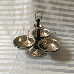 Vintage Silver/Black Triple Saucy Susan